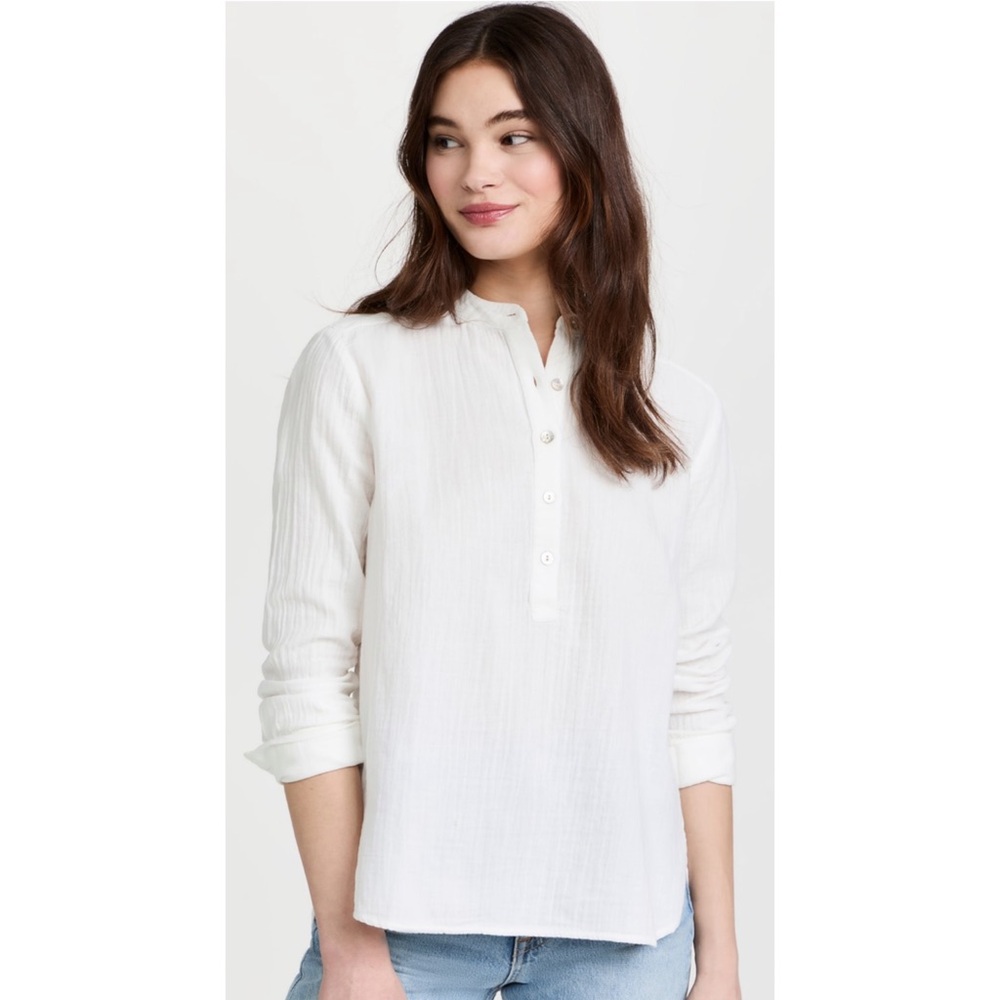 Faherty White Long-Sleeve Popover Tunic